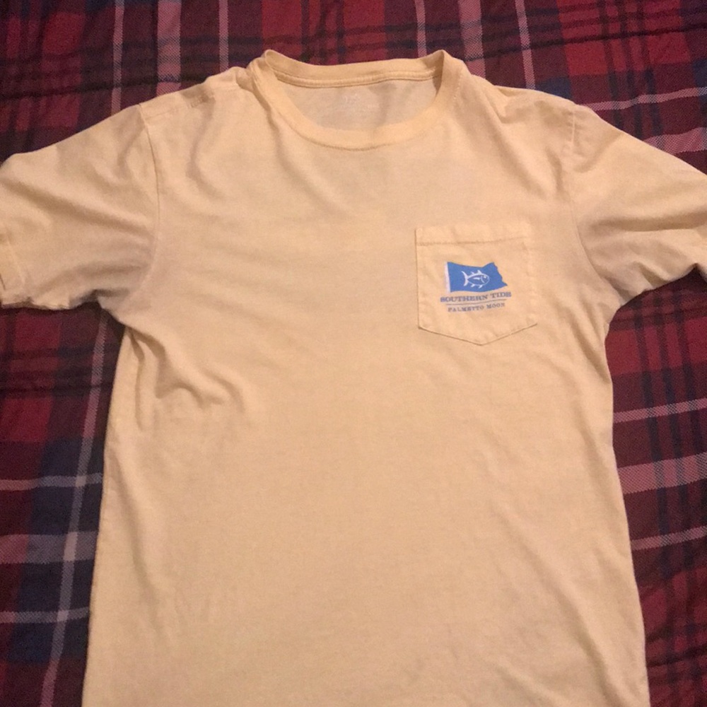 Southern Tide yellow pocket tee